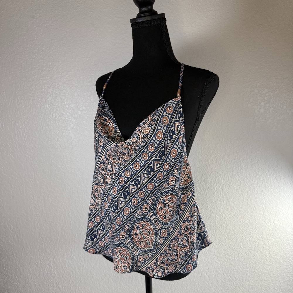 Free People Cowl Neck Strappy Cami Sz S Boho  Festival Resort Top